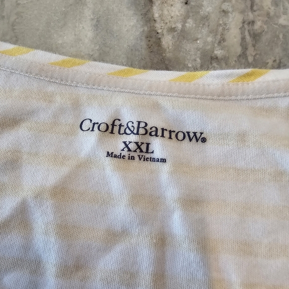 Croft & Barrow Women’s Yellow White Stripe Cotton T-Shirt XXL Short Sleeve - Picture 3 of 8